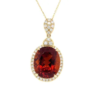 18 Karat Yellow Halo Gemstone Pendant