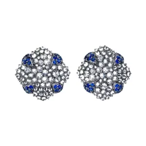 18K Diamond and Sapphire Stud Earrings