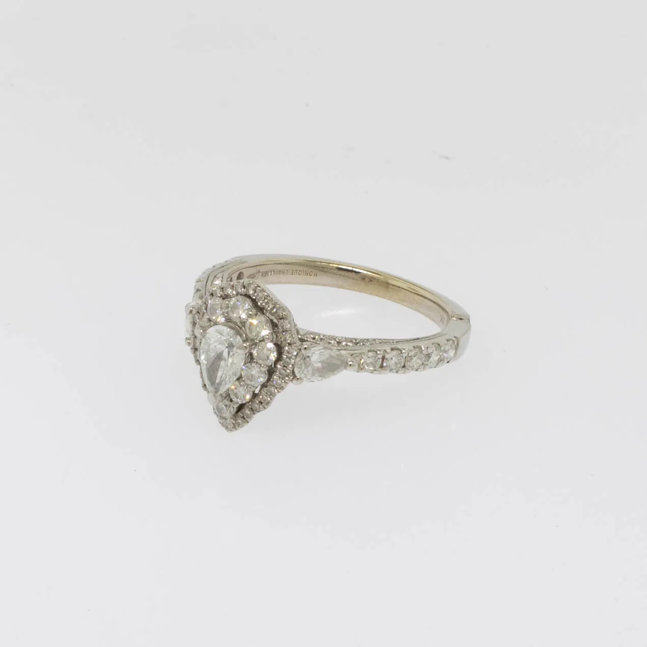 18K White Gold Pear Shaped Diamond Engagement Ring Kay Jewelers Preowned Sz 7