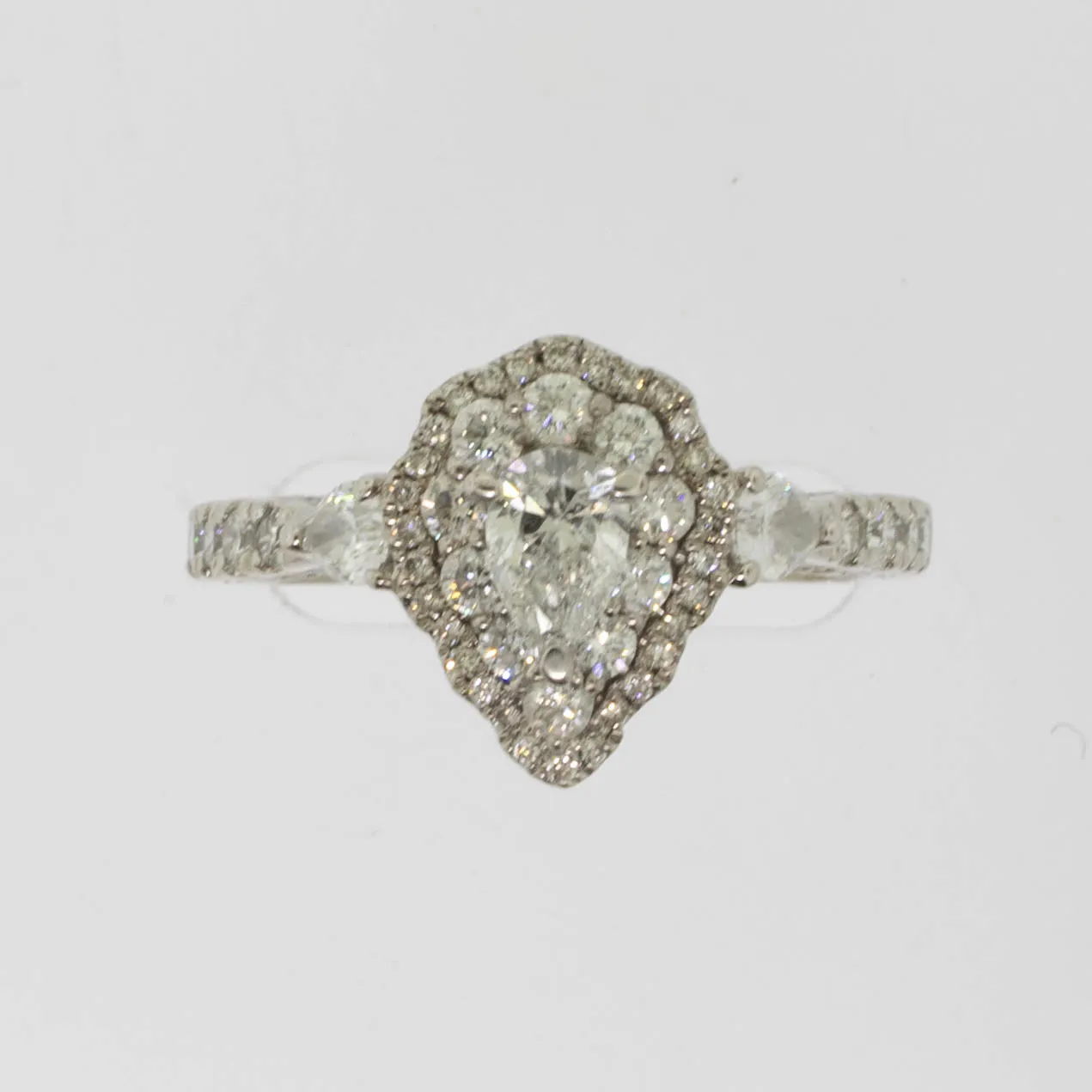 18K White Gold Pear Shaped Diamond Engagement Ring Kay Jewelers Preowned Sz 7