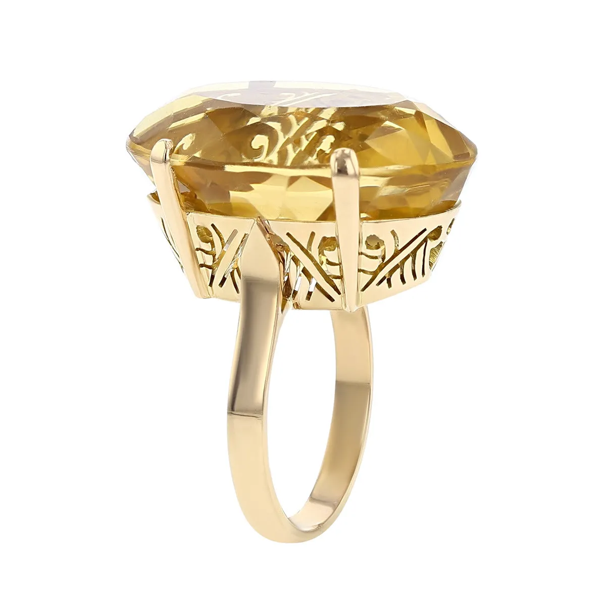 18K Yellow Gold Oval Citrine Ring