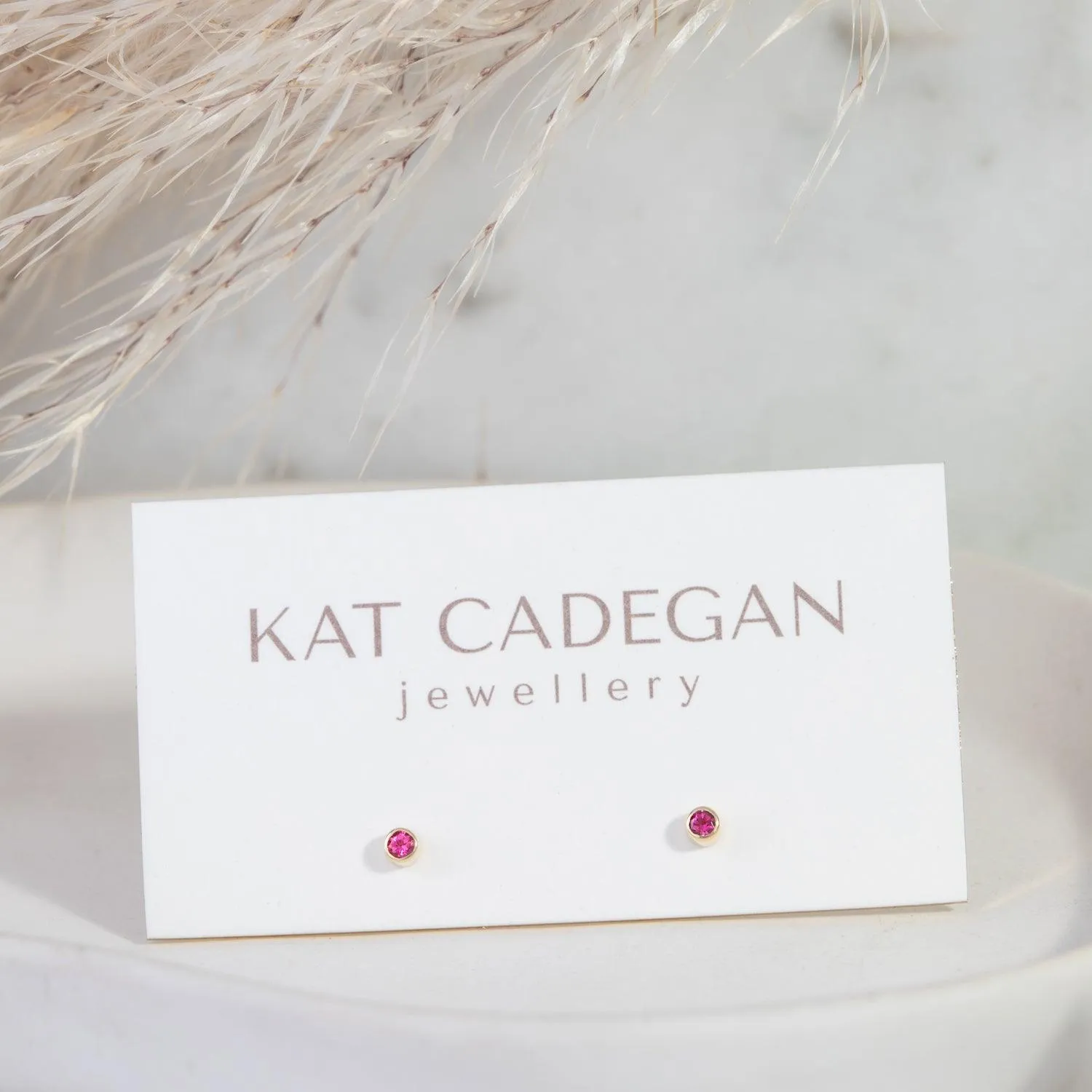 2 mm gemstone 14k gold studs