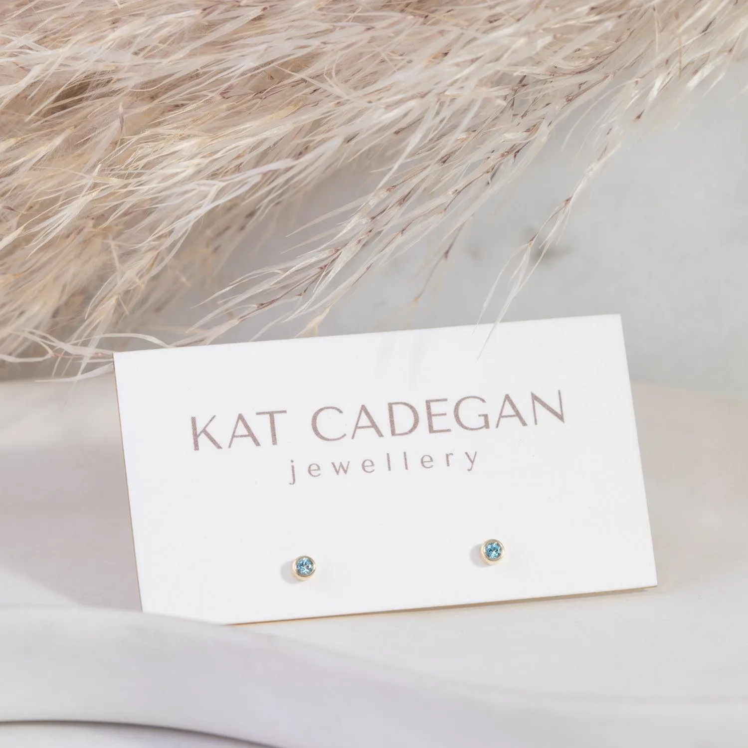 2 mm gemstone 14k gold studs
