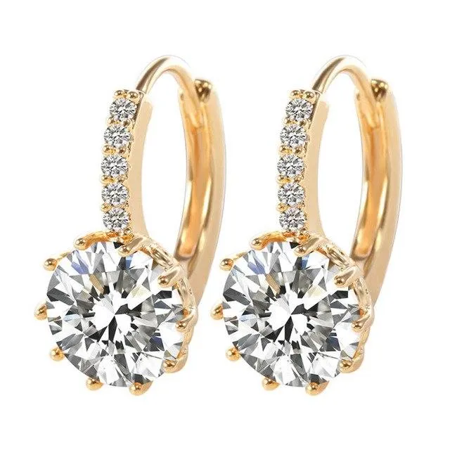 2018 Luxury Ear Stud Earrings For Women 12 Colors Round With Cubic Zircon Charm Flower Stud Earrings Women Jewelry Gift
