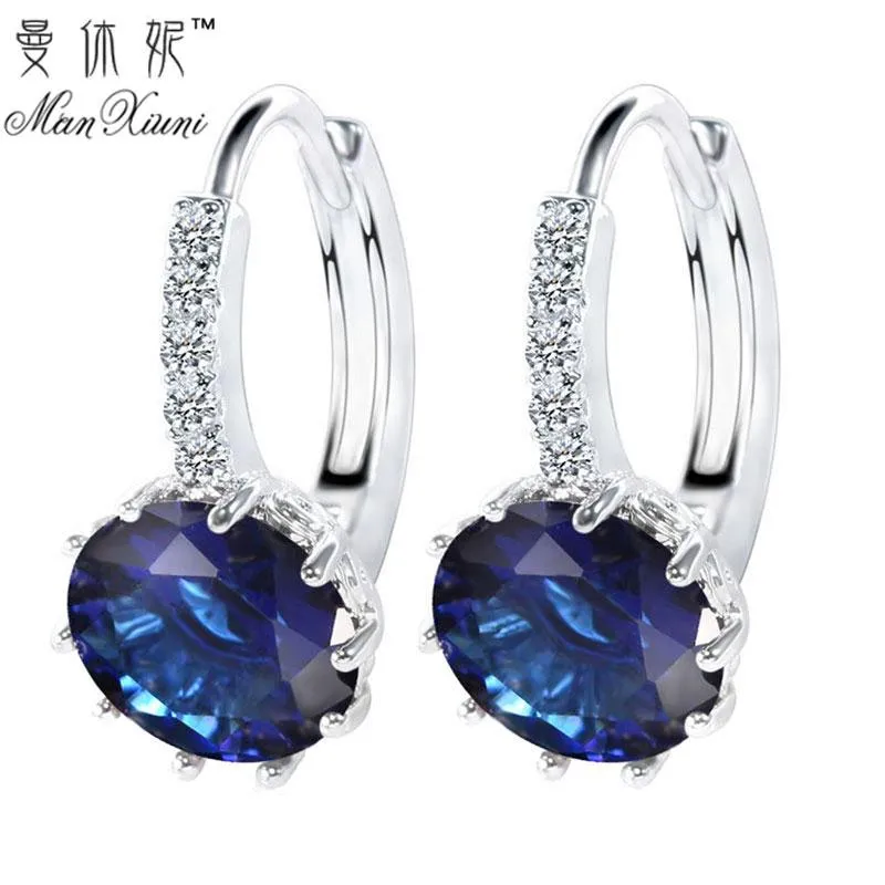 2018 Luxury Ear Stud Earrings For Women 12 Colors Round With Cubic Zircon Charm Flower Stud Earrings Women Jewelry Gift