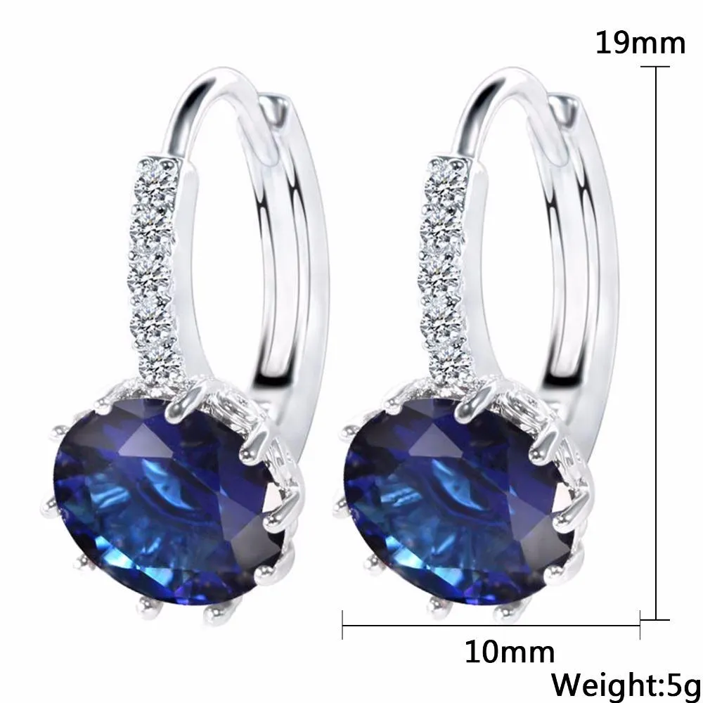 2018 Luxury Ear Stud Earrings For Women 12 Colors Round With Cubic Zircon Charm Flower Stud Earrings Women Jewelry Gift