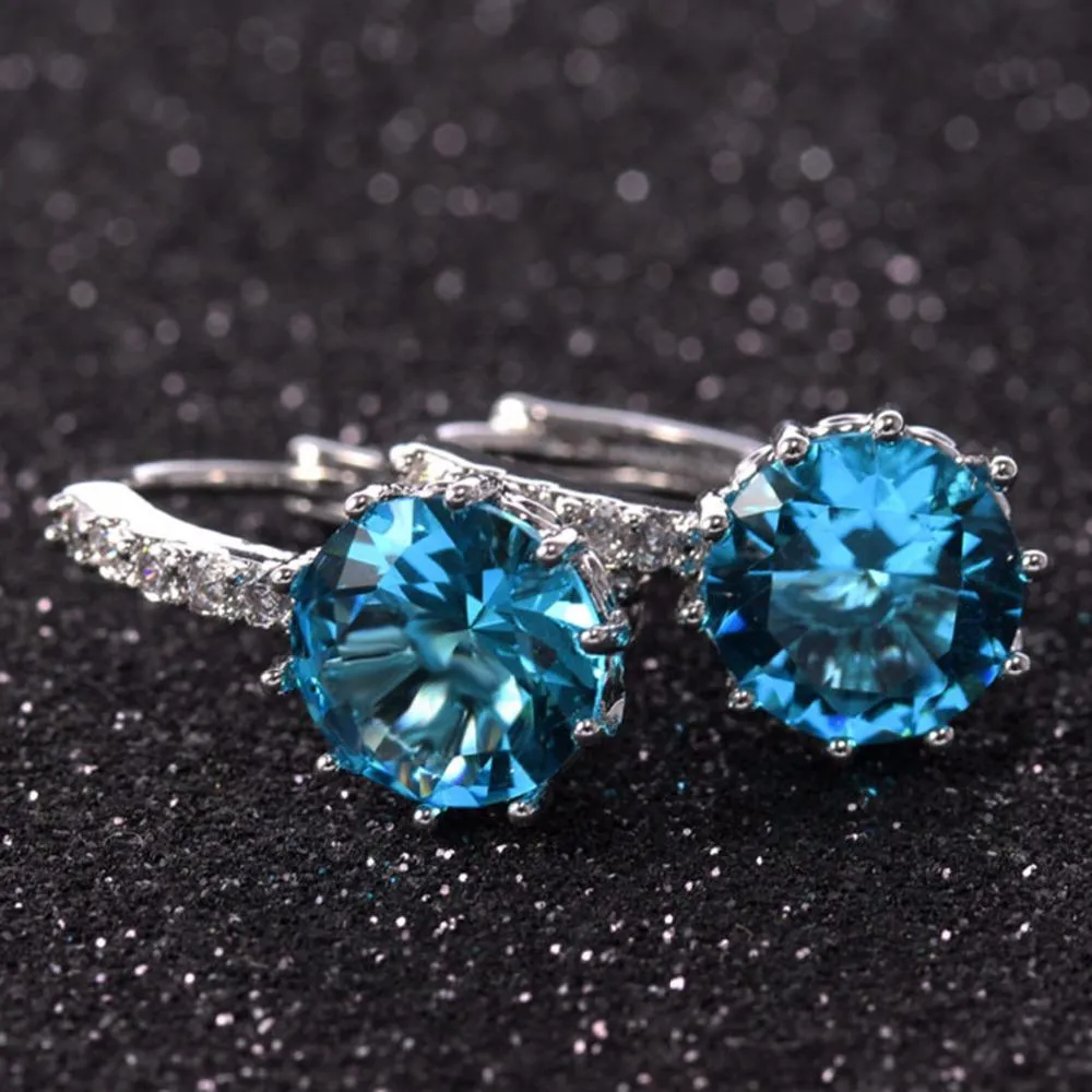 2018 Luxury Ear Stud Earrings For Women 12 Colors Round With Cubic Zircon Charm Flower Stud Earrings Women Jewelry Gift