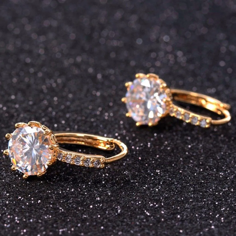 2018 Luxury Ear Stud Earrings For Women 12 Colors Round With Cubic Zircon Charm Flower Stud Earrings Women Jewelry Gift