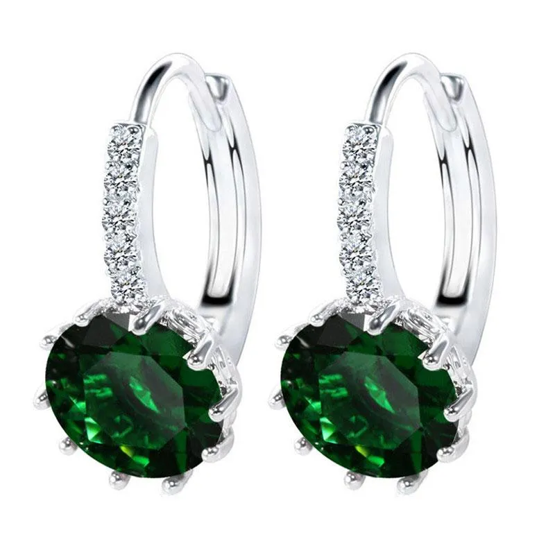 2018 Luxury Ear Stud Earrings For Women 12 Colors Round With Cubic Zircon Charm Flower Stud Earrings Women Jewelry Gift
