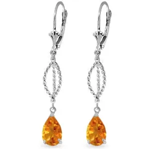 3 Carat 14K Solid White Gold Willing To Help Citrine Earrings