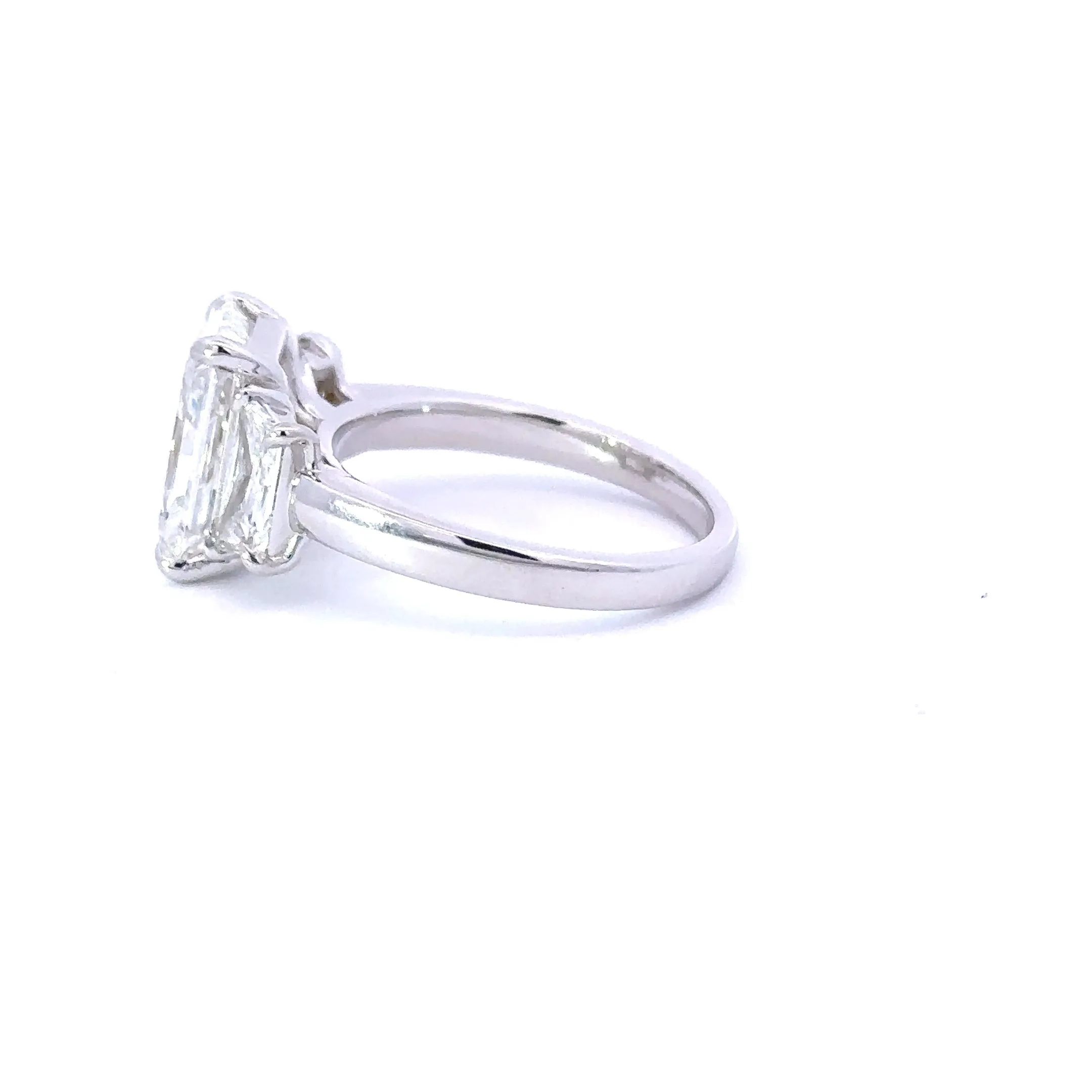 4.07 Carat Radiant Lab Grown Diamond 3-Stone Engagement Ring