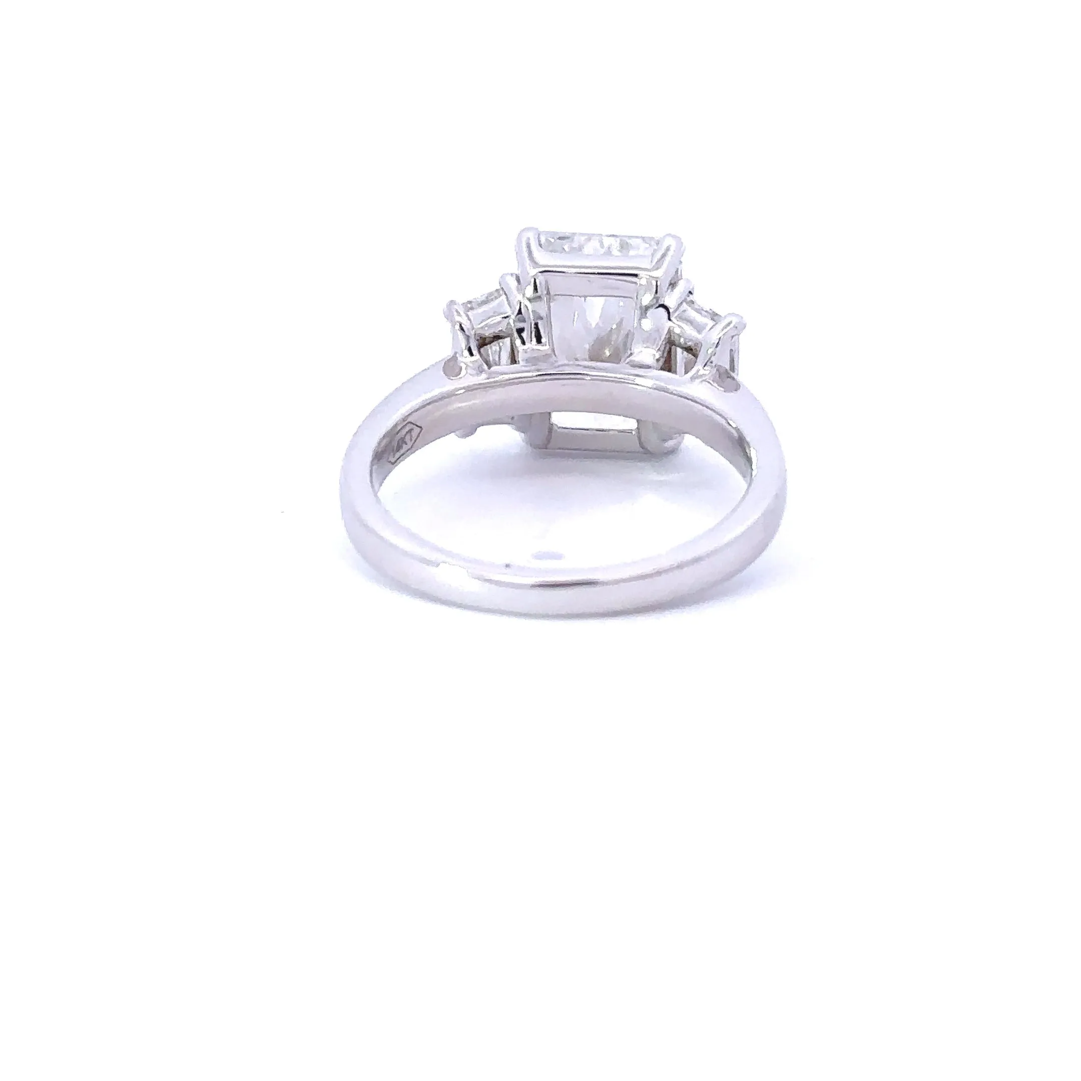 4.07 Carat Radiant Lab Grown Diamond 3-Stone Engagement Ring