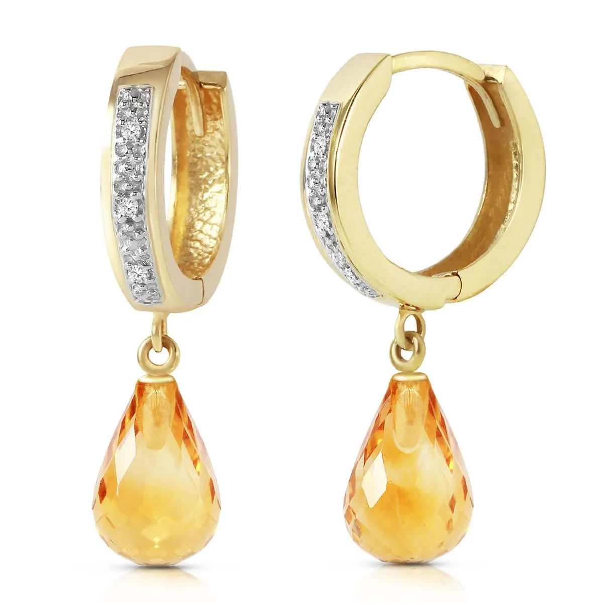 4.54 Carat 14K Solid Yellow Gold Tres Chic Blue Citrine Diamond Earrings