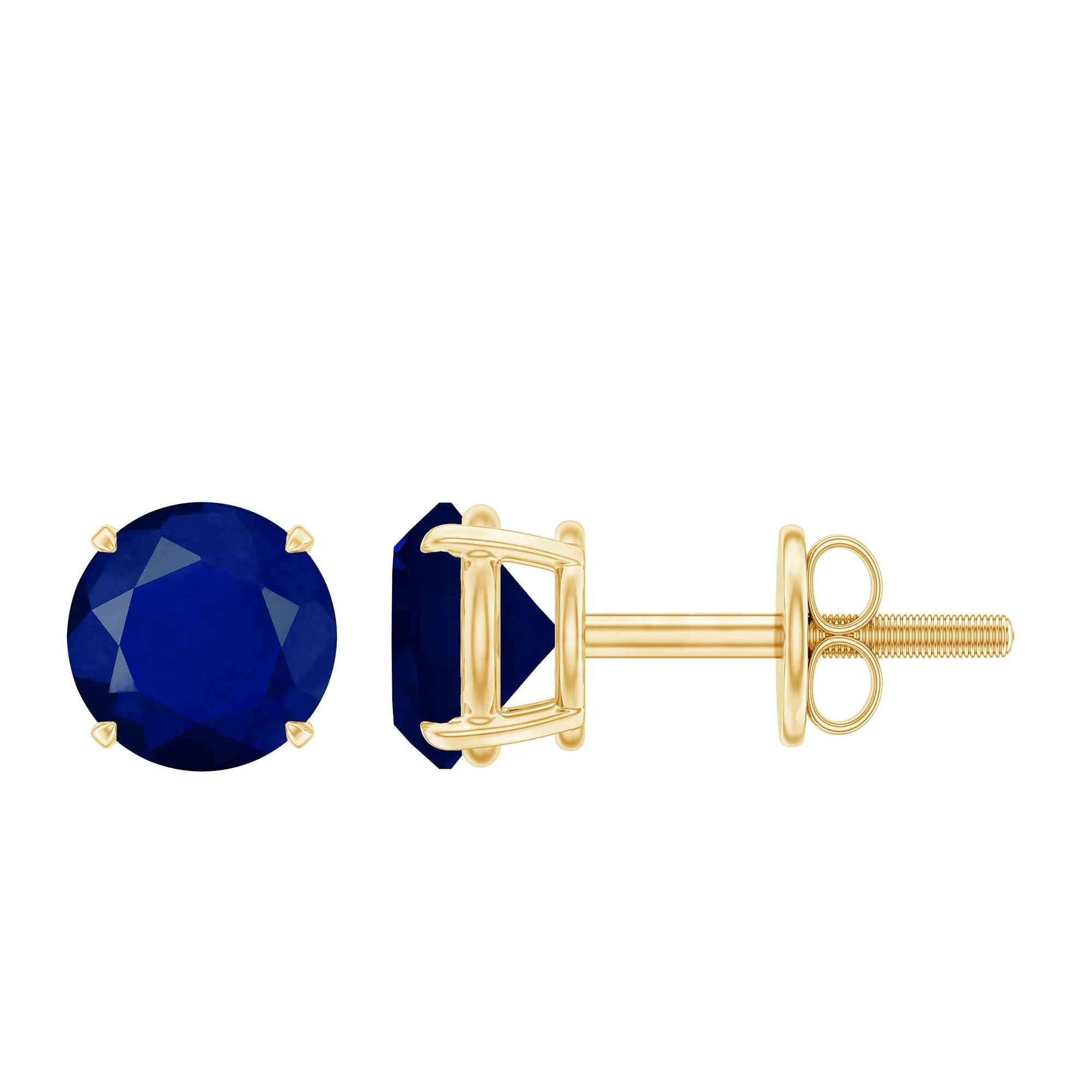 5 MM Round Blue Sapphire Solitaire Stud Earrings in Claw Setting