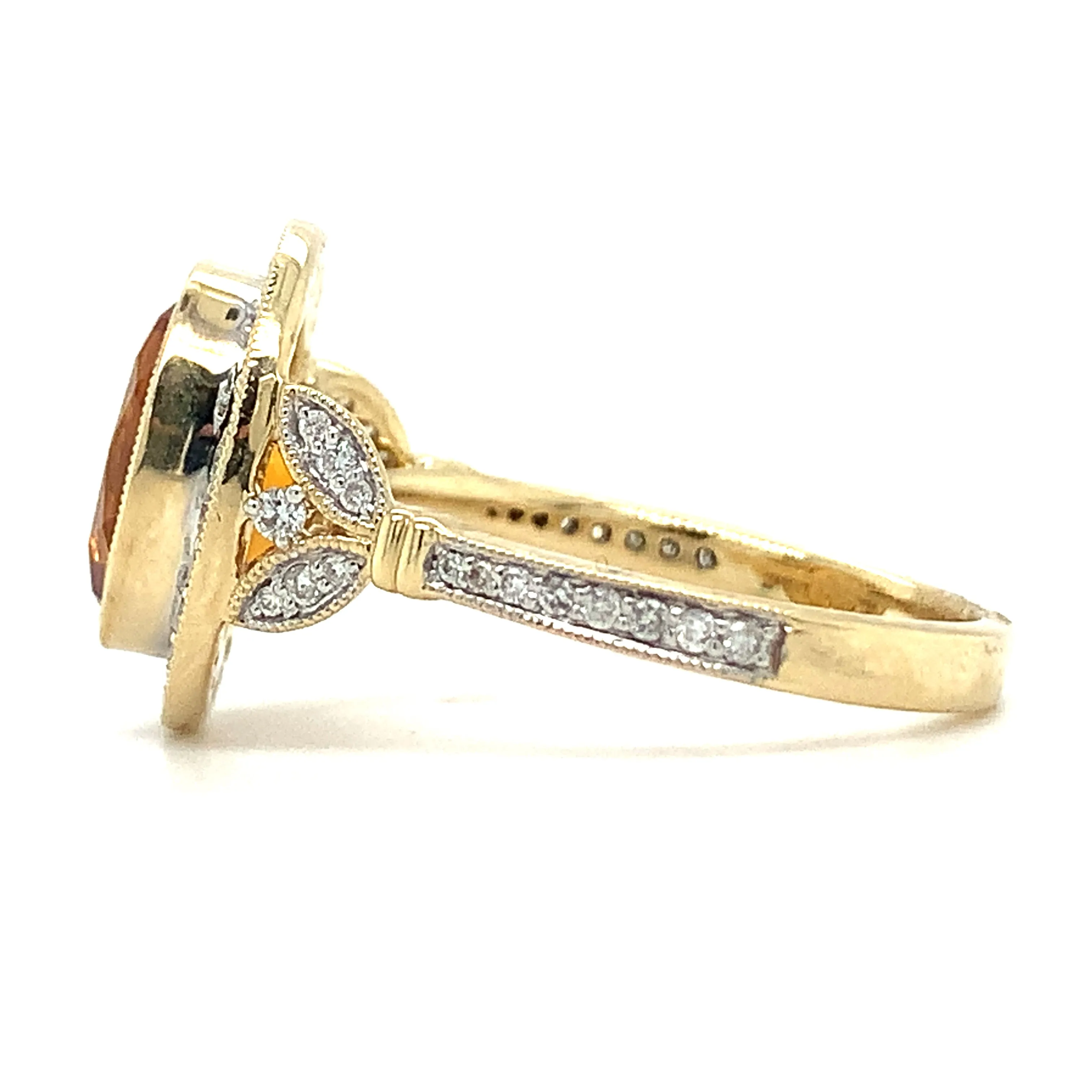 9ct Yellow Gold Earth Grown 2.93ct Oval Citrine and Diamond Halo Ring