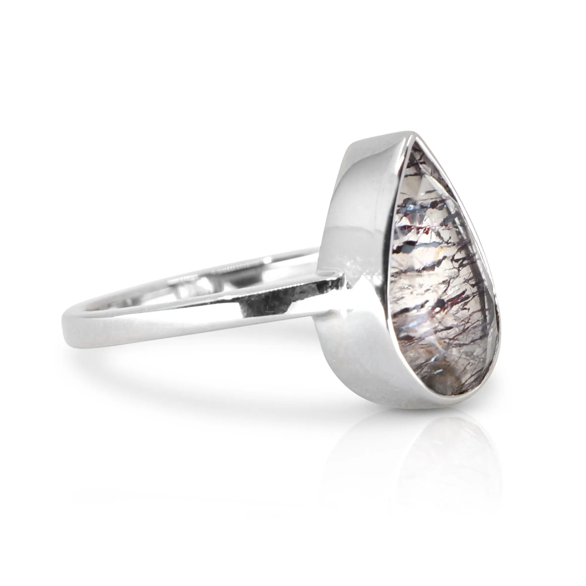 9K White Gold Rutilated Quartz