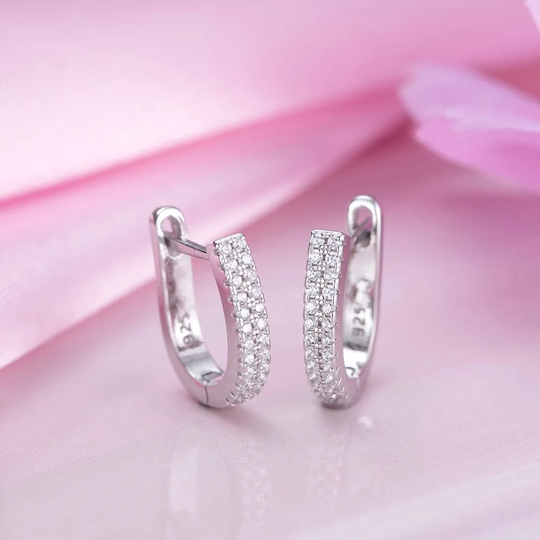 Abstract Beauty Rhodium Plated 925 Sterling Silver Hoop Earrings
