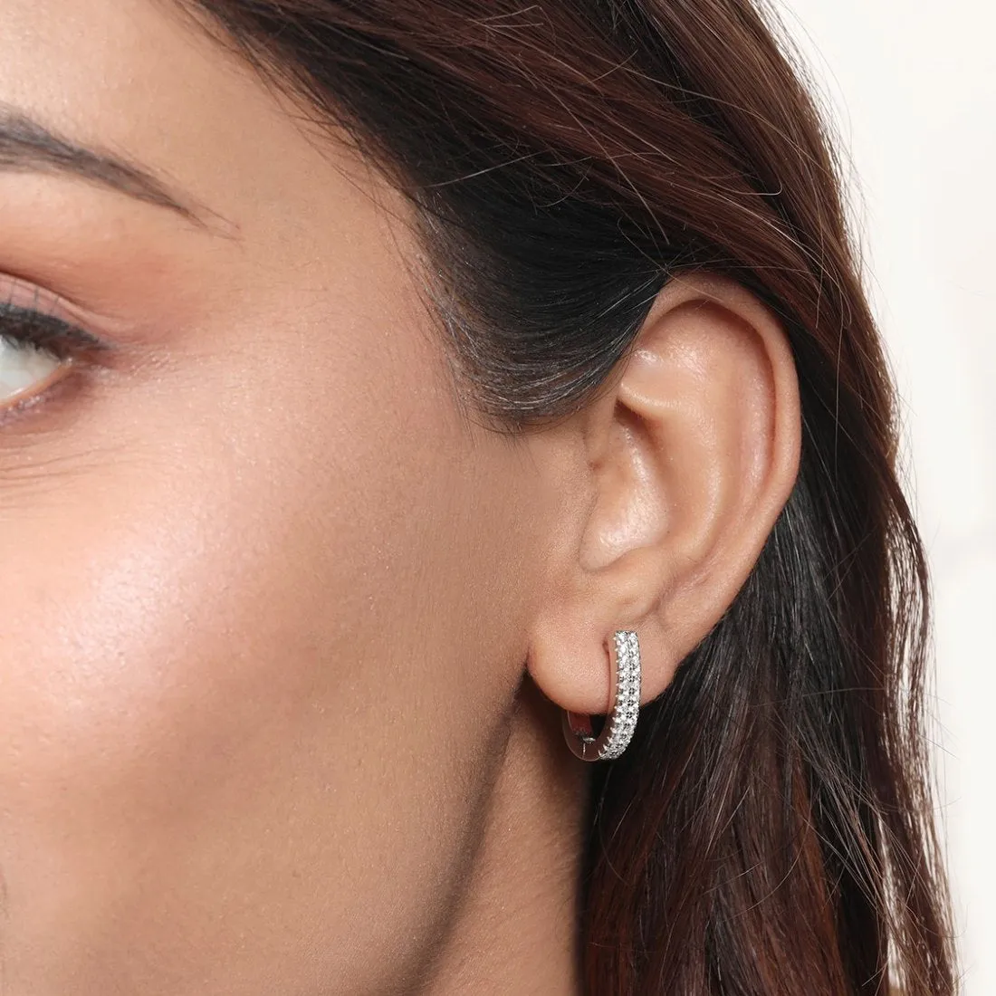 Abstract Beauty Rhodium Plated 925 Sterling Silver Hoop Earrings