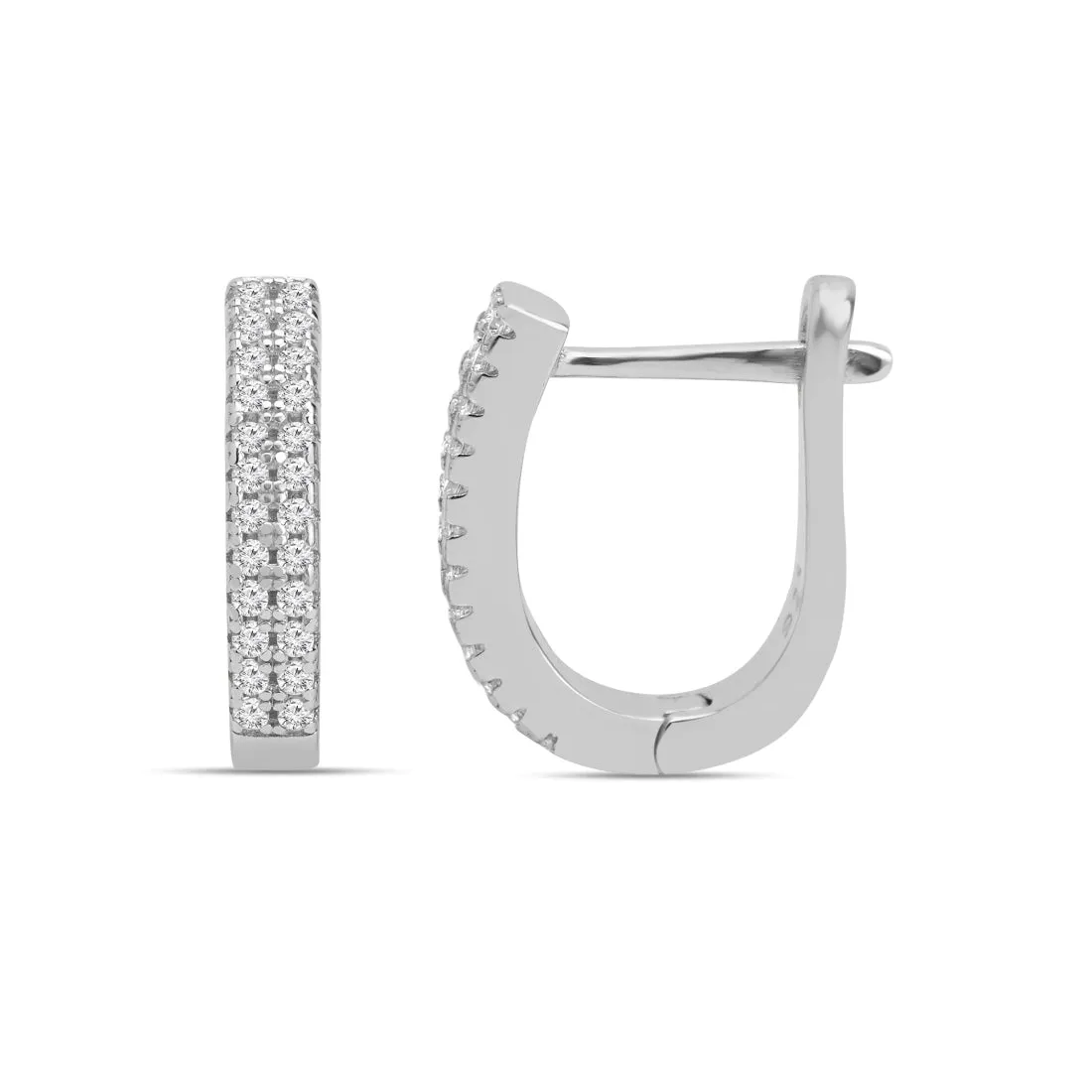 Abstract Beauty Rhodium Plated 925 Sterling Silver Hoop Earrings