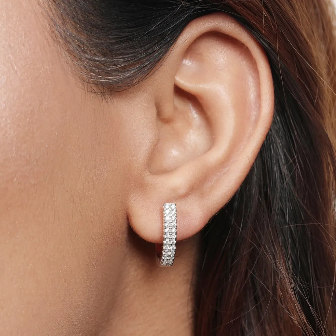 Abstract Beauty Rhodium Plated 925 Sterling Silver Hoop Earrings