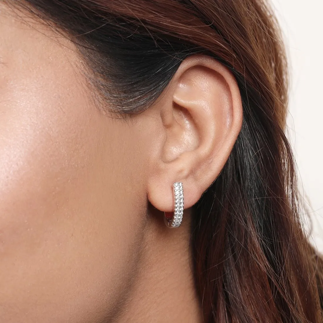 Abstract Beauty Rhodium Plated 925 Sterling Silver Hoop Earrings