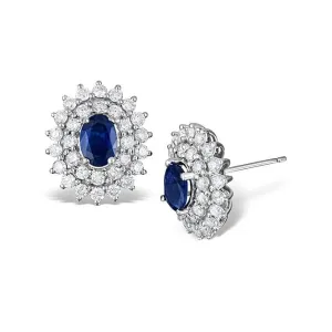 Acotis Diamonds 9K White Gold 1.67ct Diamond Sapphire Earrings F2266