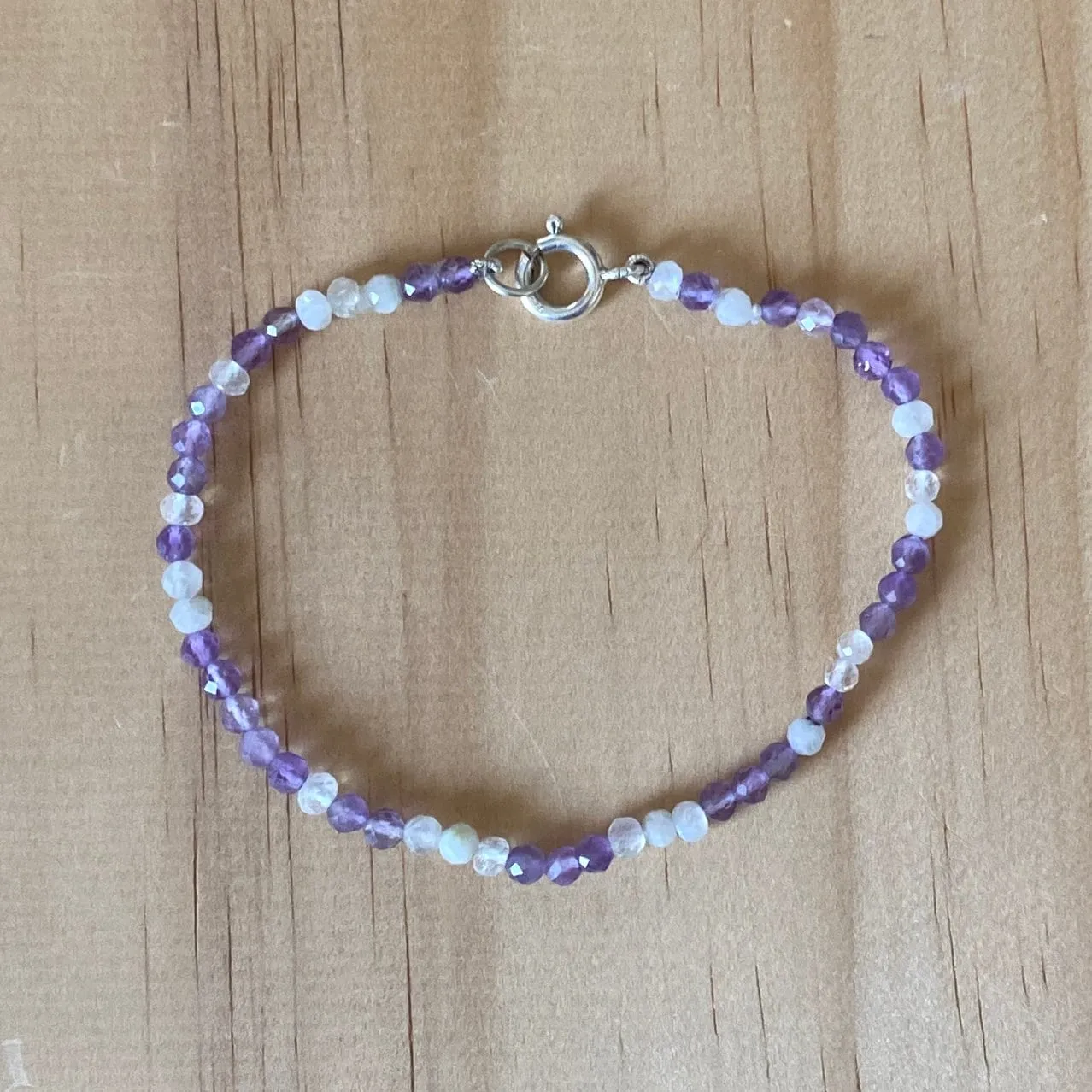 Amethyst & Moonstone Sterling Silver Bracelet