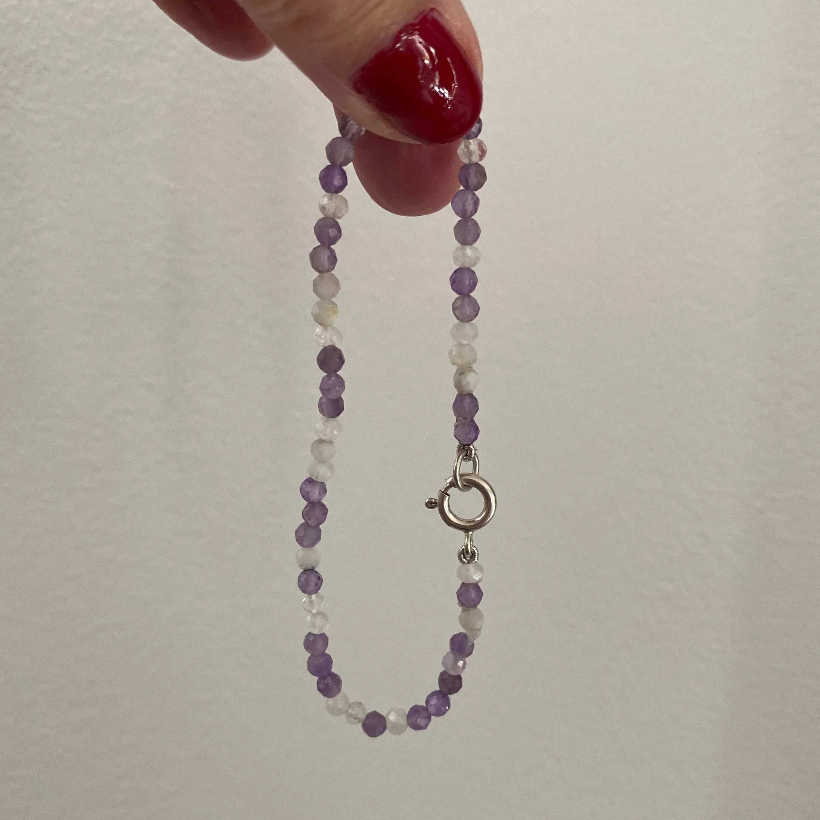 Amethyst & Moonstone Sterling Silver Bracelet
