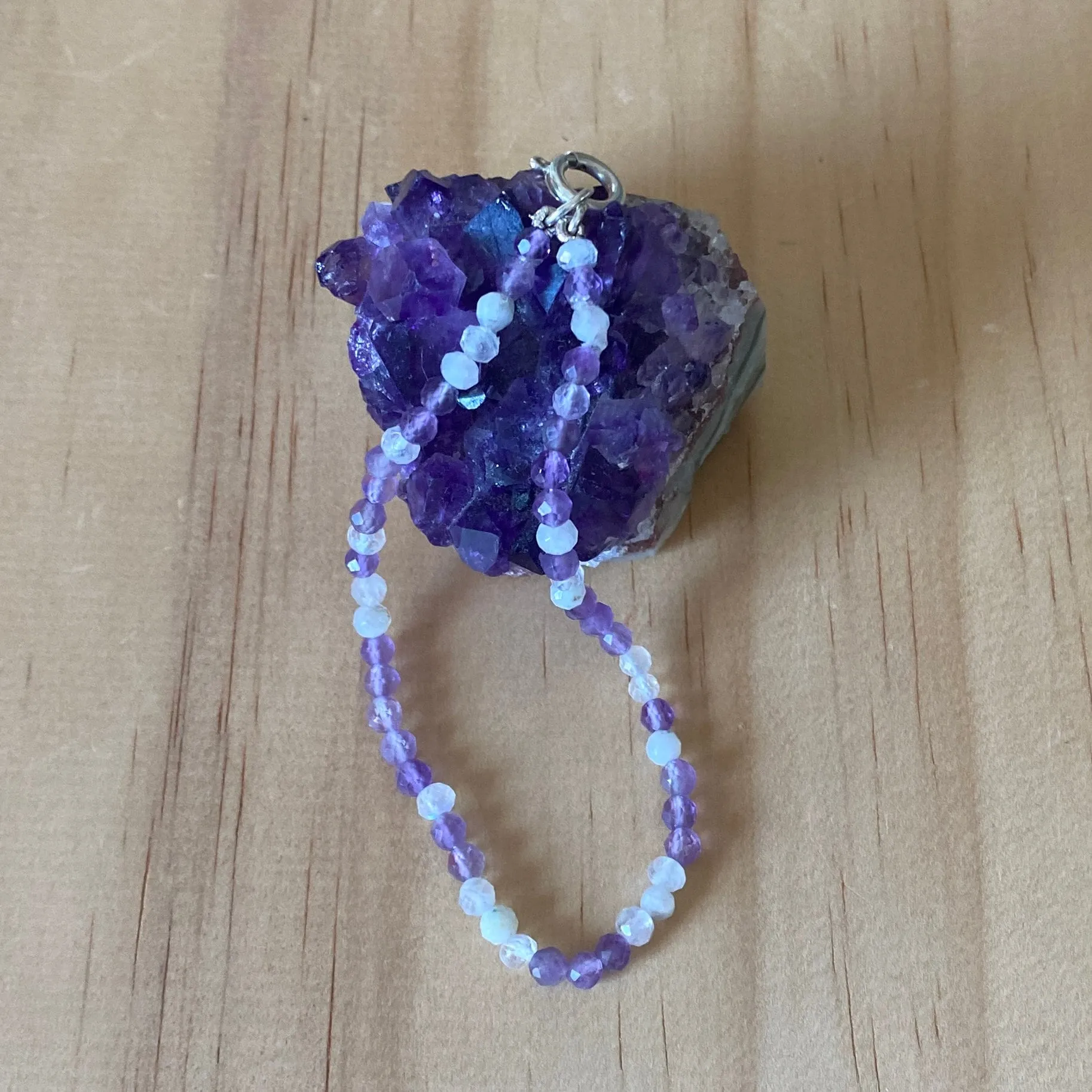 Amethyst & Moonstone Sterling Silver Bracelet