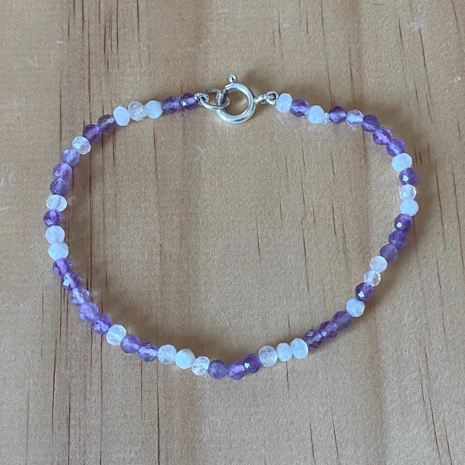 Amethyst & Moonstone Sterling Silver Bracelet