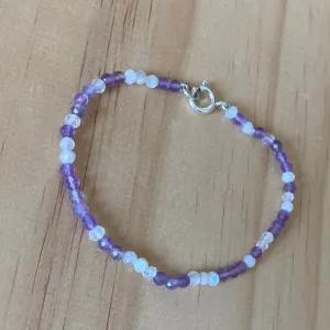 Amethyst & Moonstone Sterling Silver Bracelet