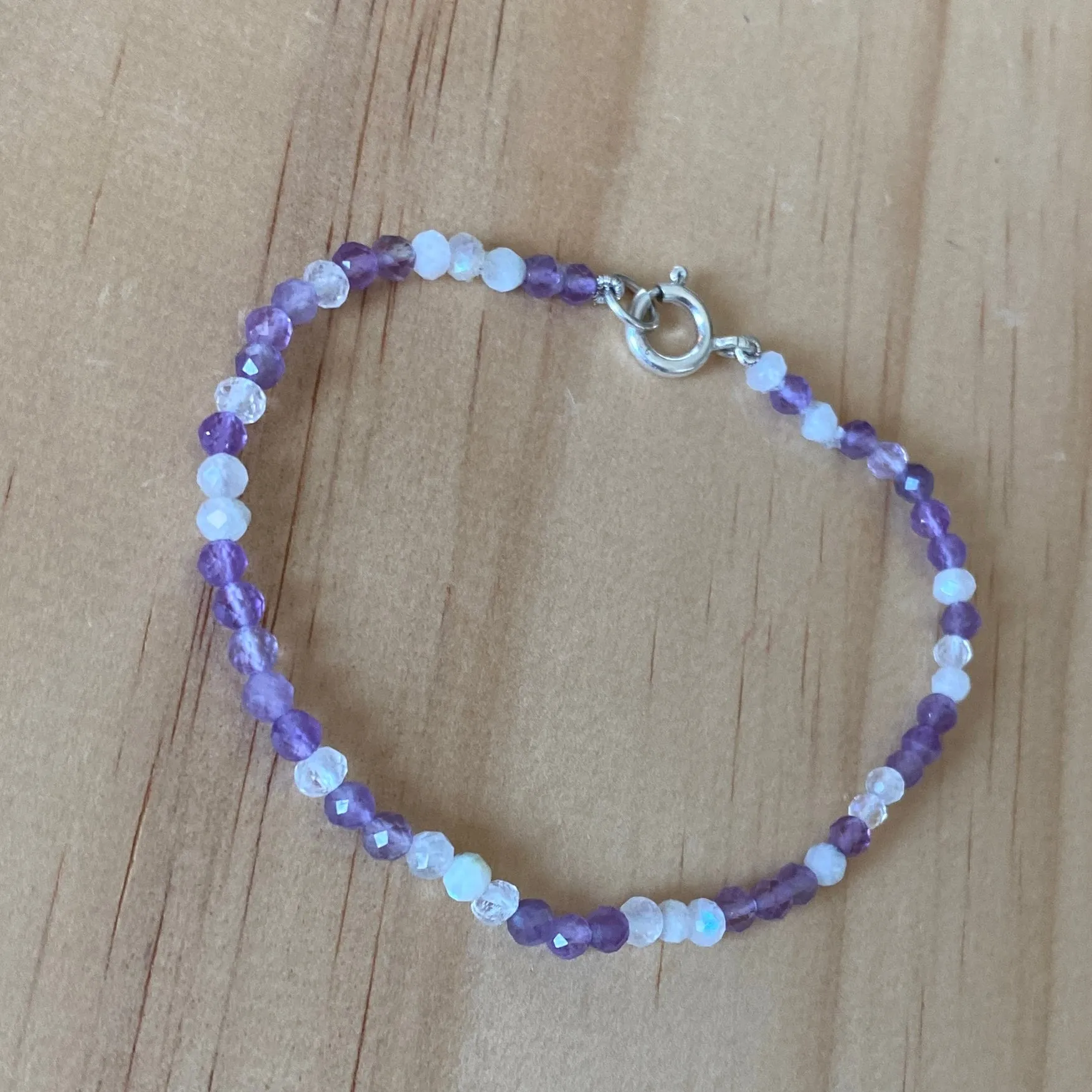 Amethyst & Moonstone Sterling Silver Bracelet