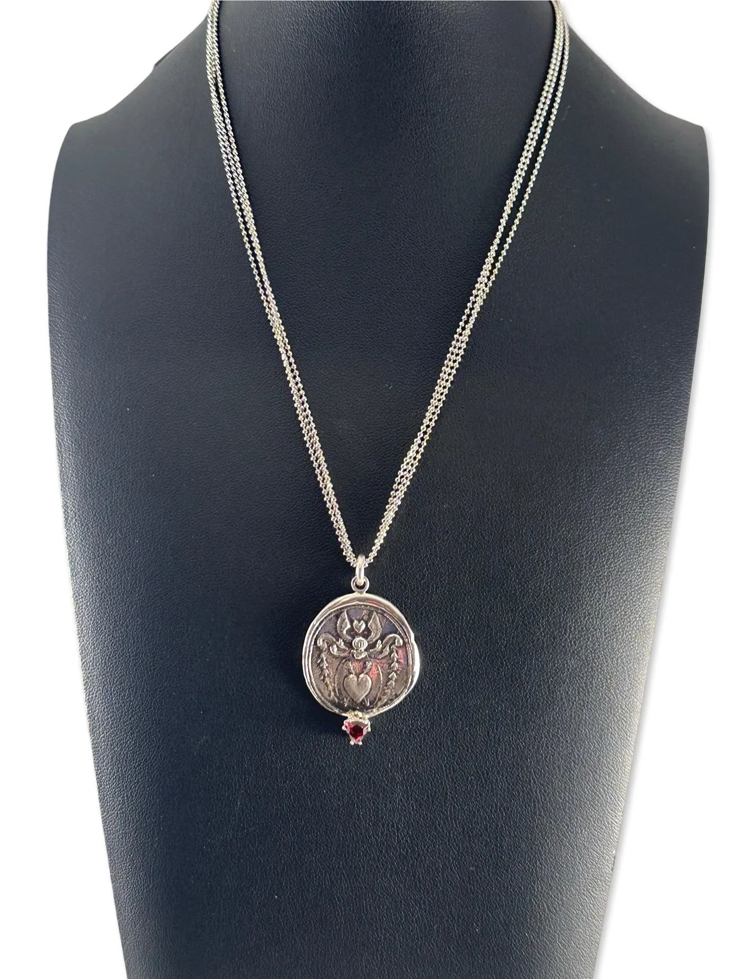 Angel Heart Garnet Trillion Chain Necklace