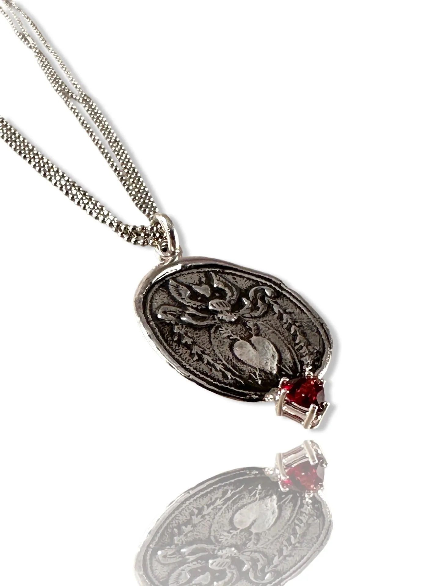 Angel Heart Garnet Trillion Chain Necklace