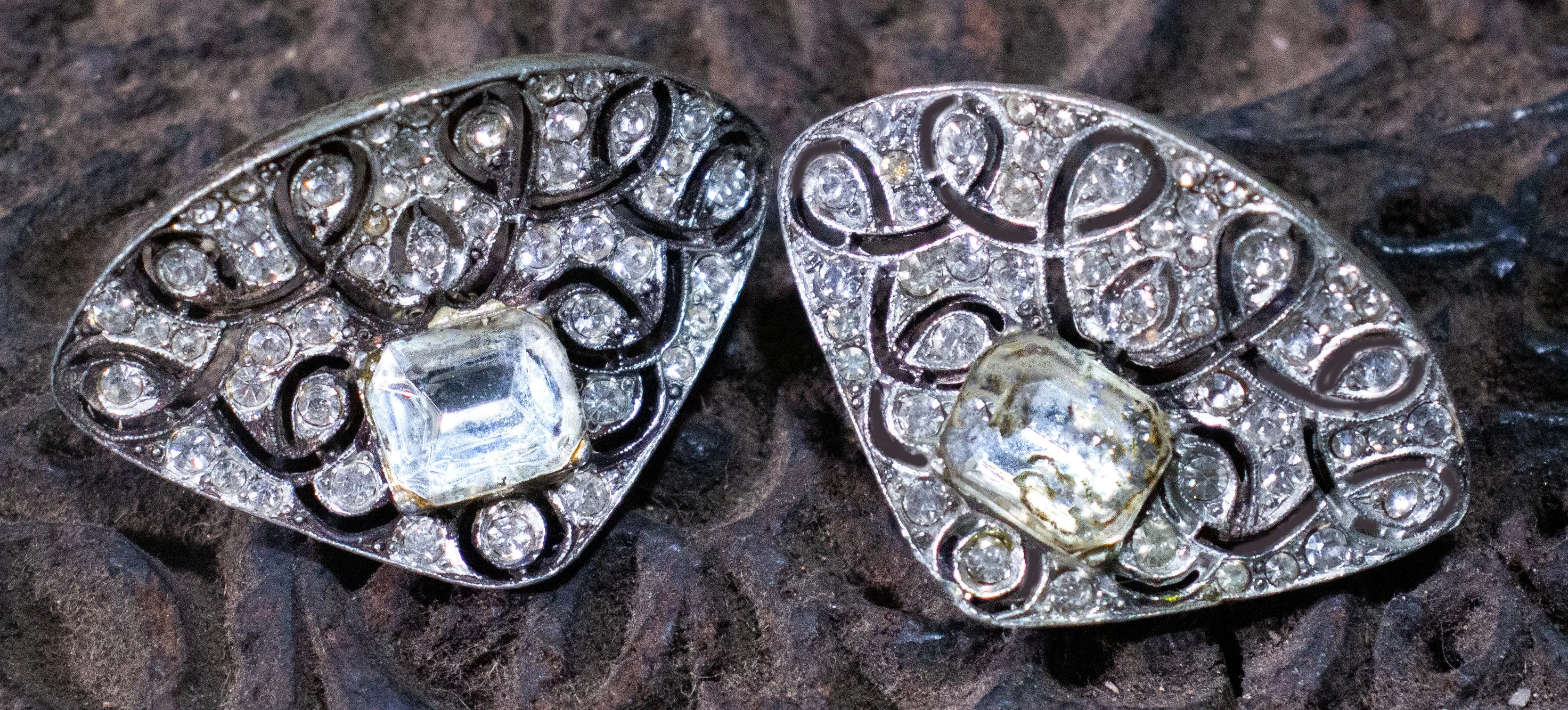 Art Deco  Paste Shoe Buckle Earrings