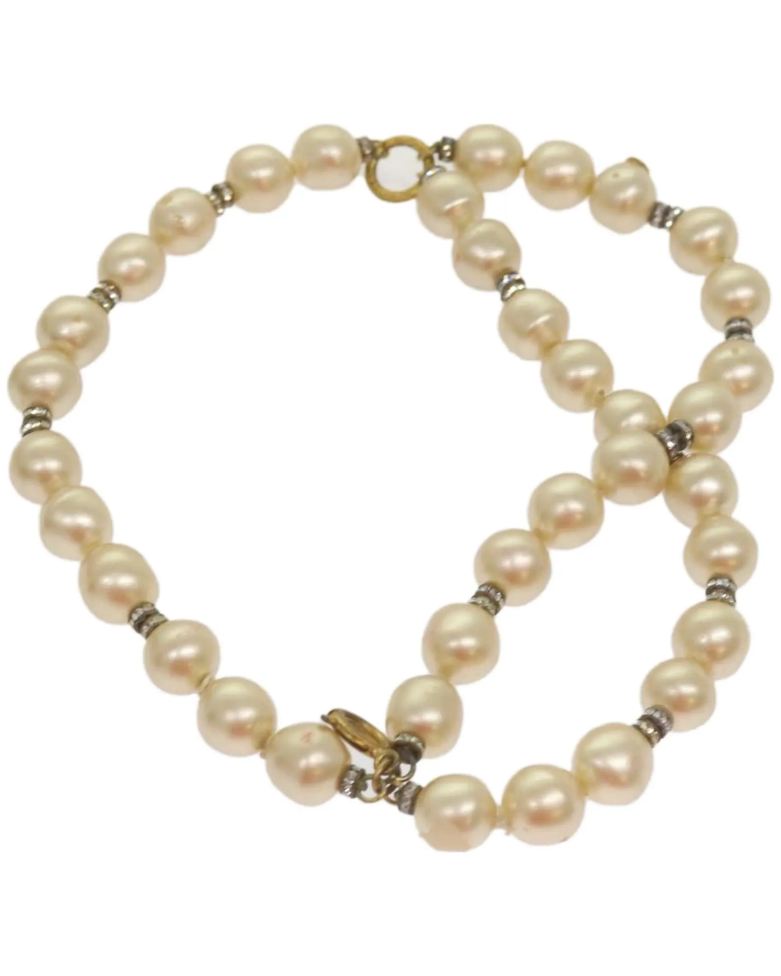 Authentic Pearl Bracelet with White Metal CC Detail