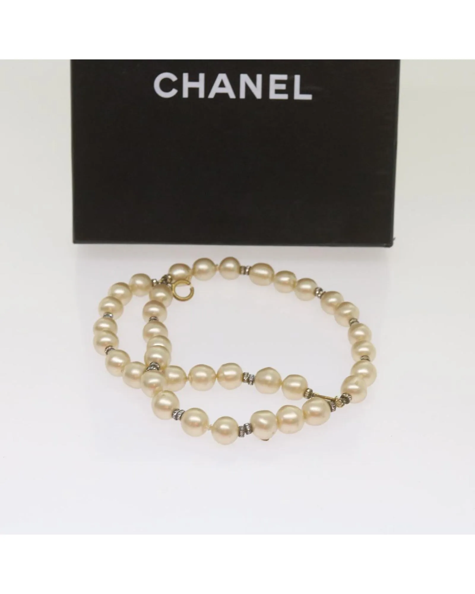 Authentic Pearl Bracelet with White Metal CC Detail