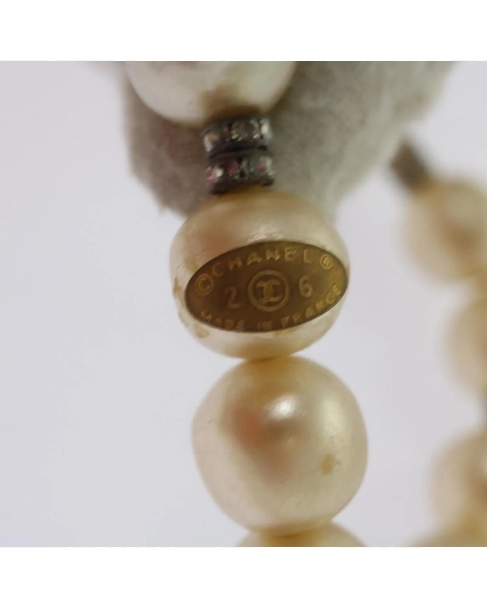 Authentic Pearl Bracelet with White Metal CC Detail