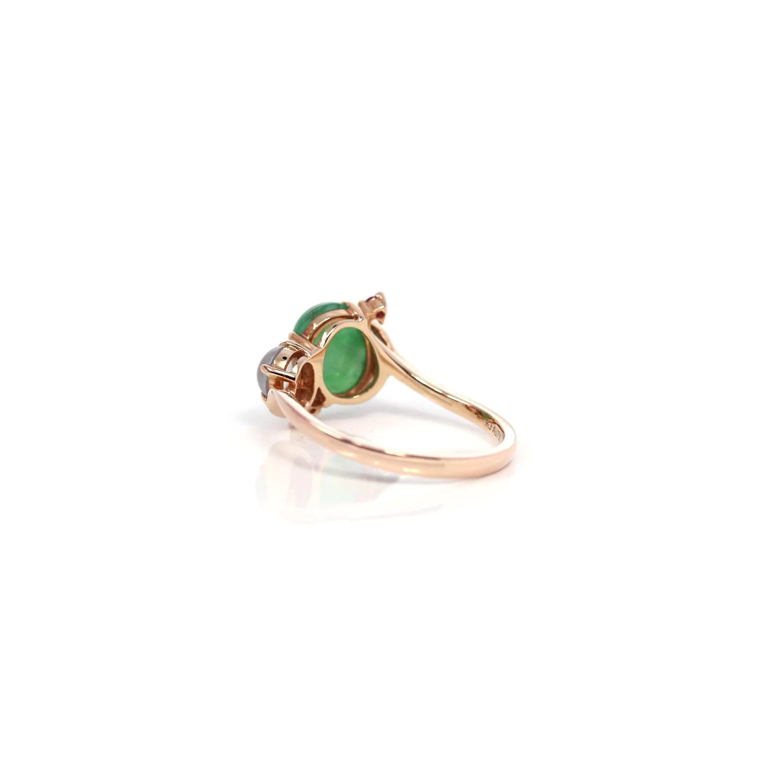 Baikalla™ 18k Rose Gold Natural Imperial Jadeite Morning Glory Engagement Ring