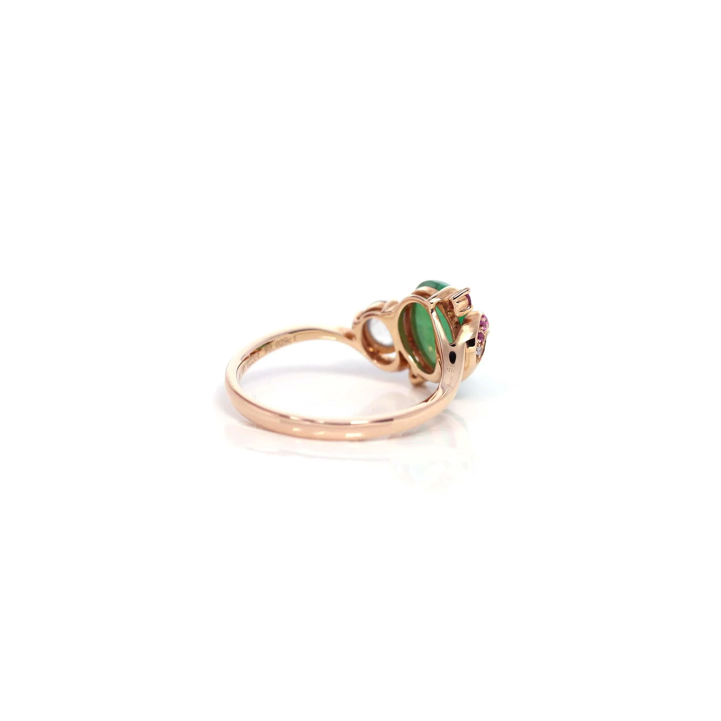 Baikalla™ 18k Rose Gold Natural Imperial Jadeite Morning Glory Engagement Ring