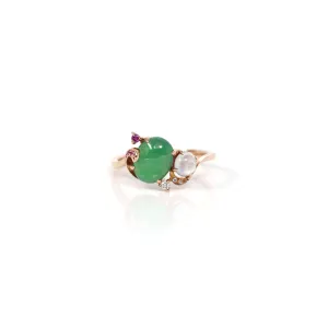 Baikalla™ 18k Rose Gold Natural Imperial Jadeite Morning Glory Engagement Ring