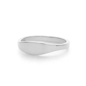 Band Signet Ring in White Gold