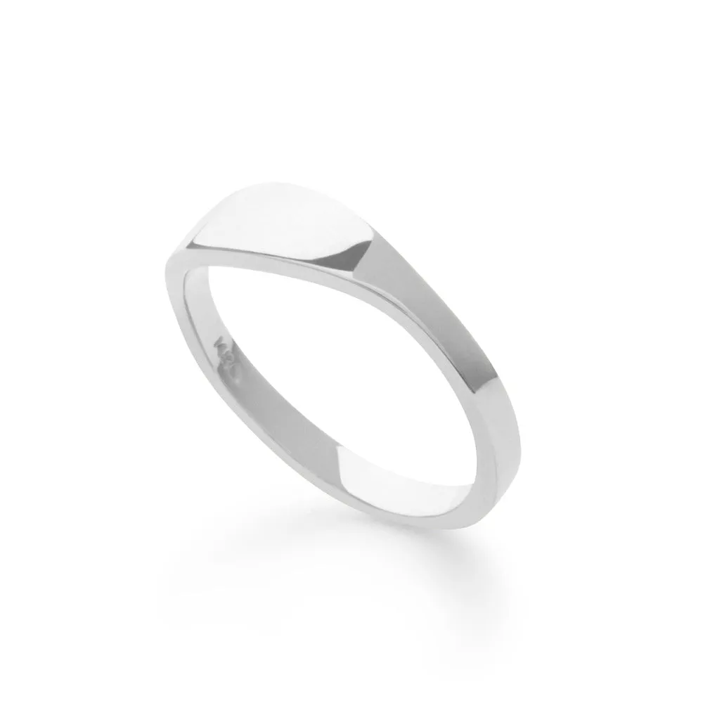 Band Signet Ring in White Gold