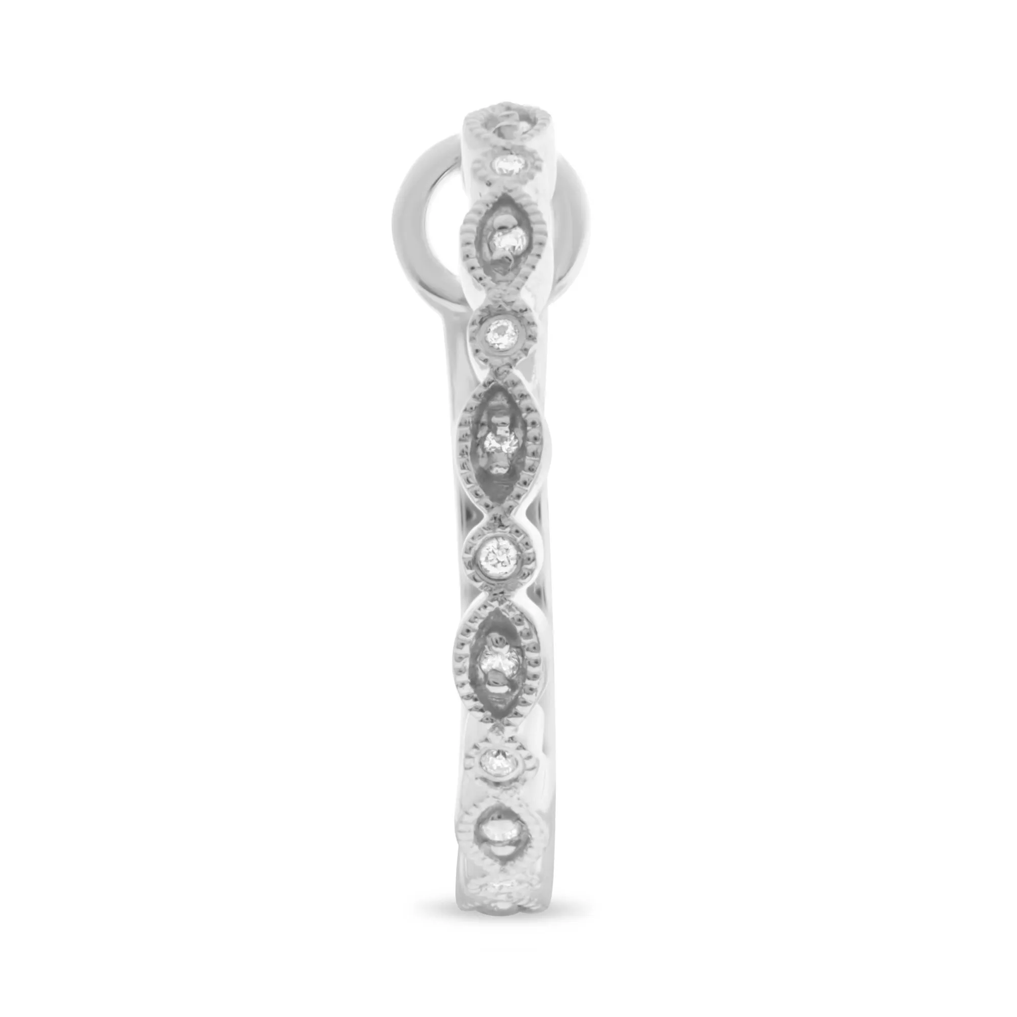 Beaded Milgrain Diamond Hoop Earrings