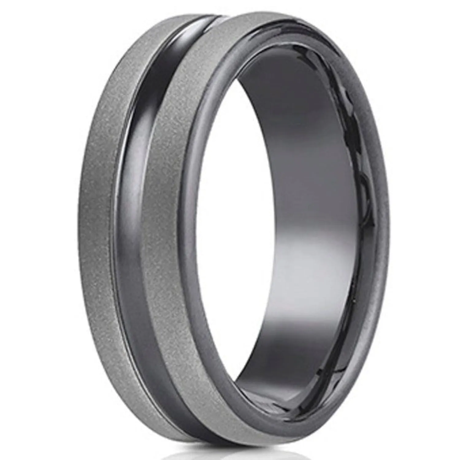 Benchmark Tantalum Grey with Black Stripe Wedding Band