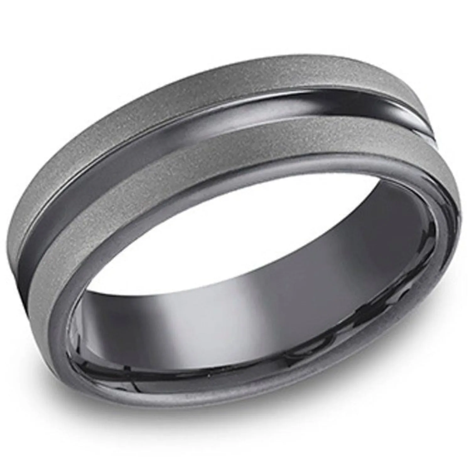 Benchmark Tantalum Grey with Black Stripe Wedding Band