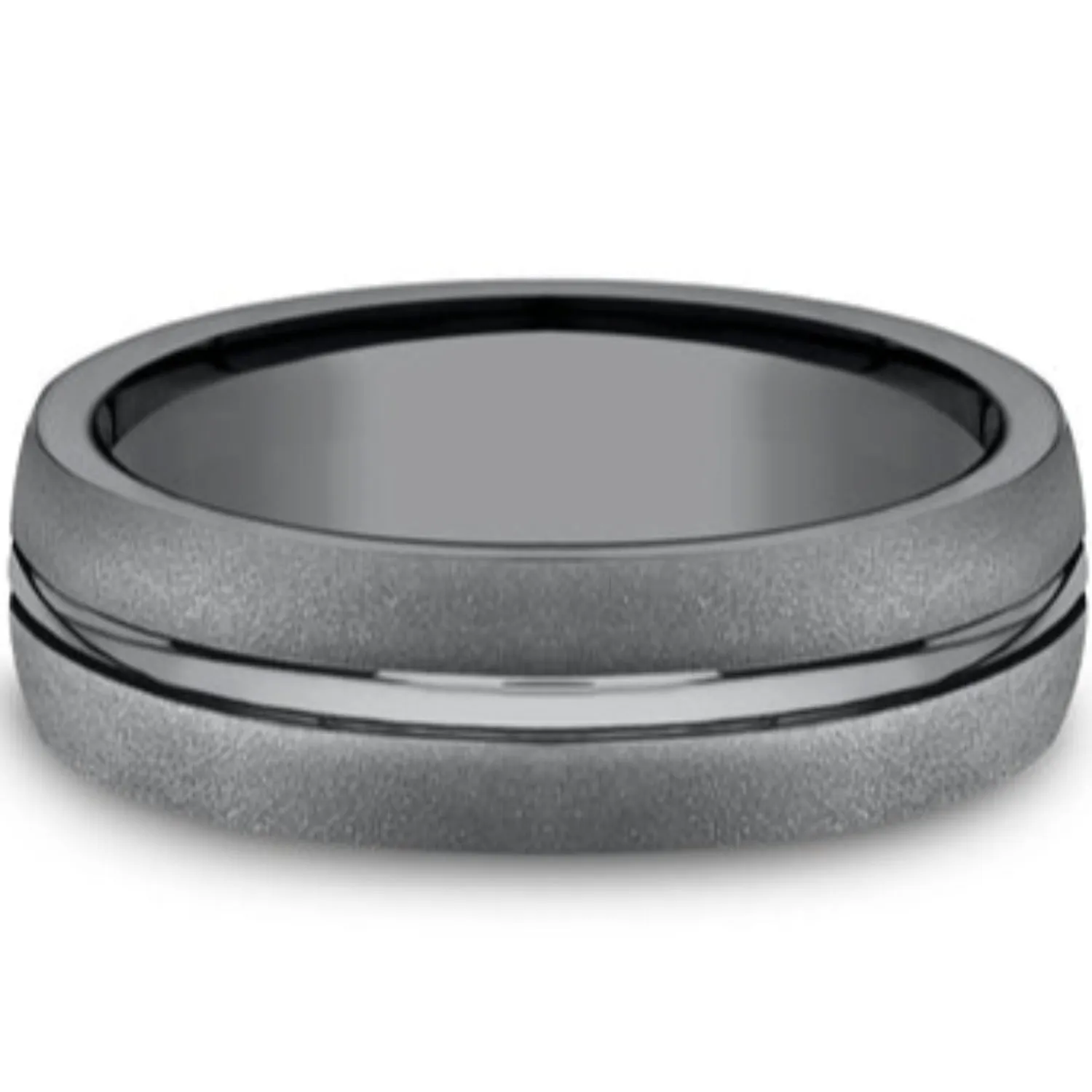 Benchmark Tantalum Grey with Black Stripe Wedding Band