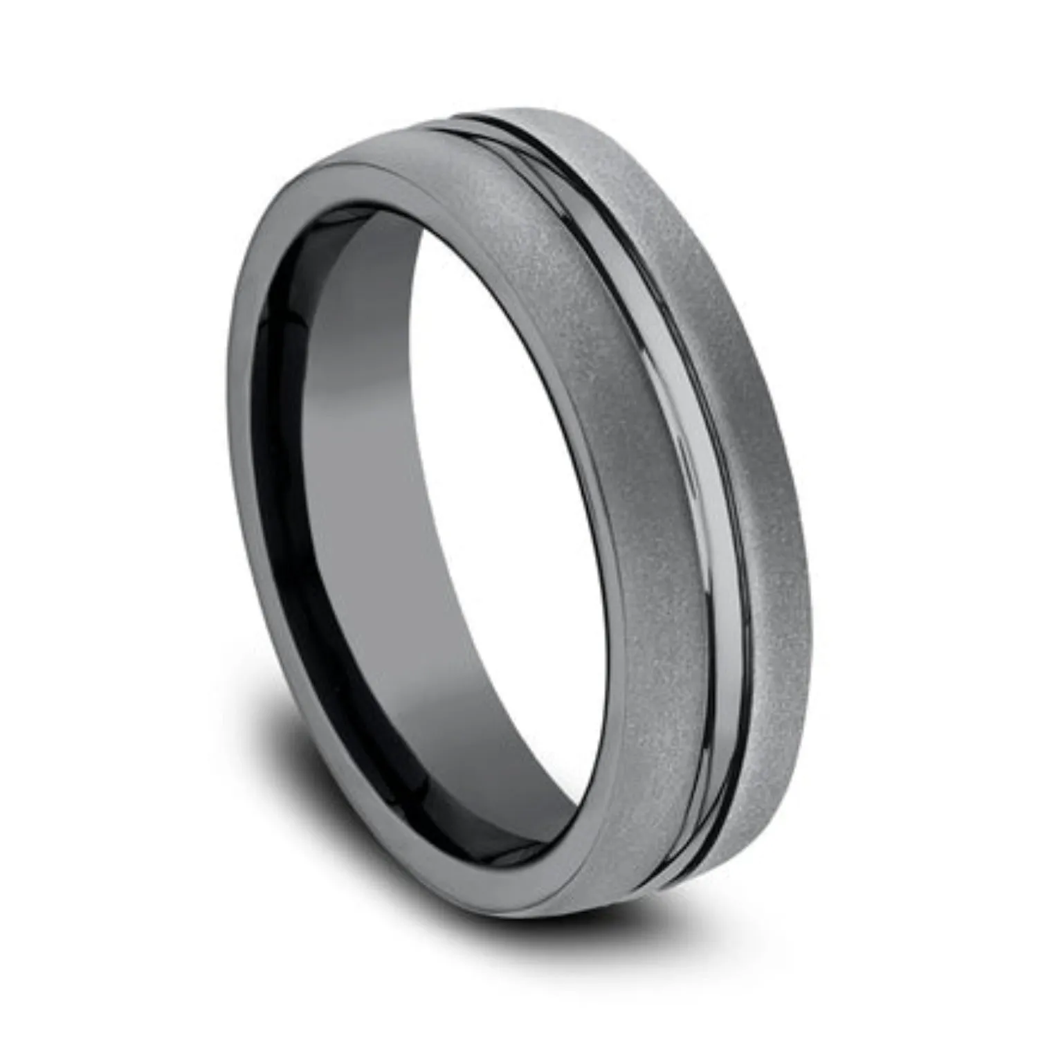 Benchmark Tantalum Grey with Black Stripe Wedding Band