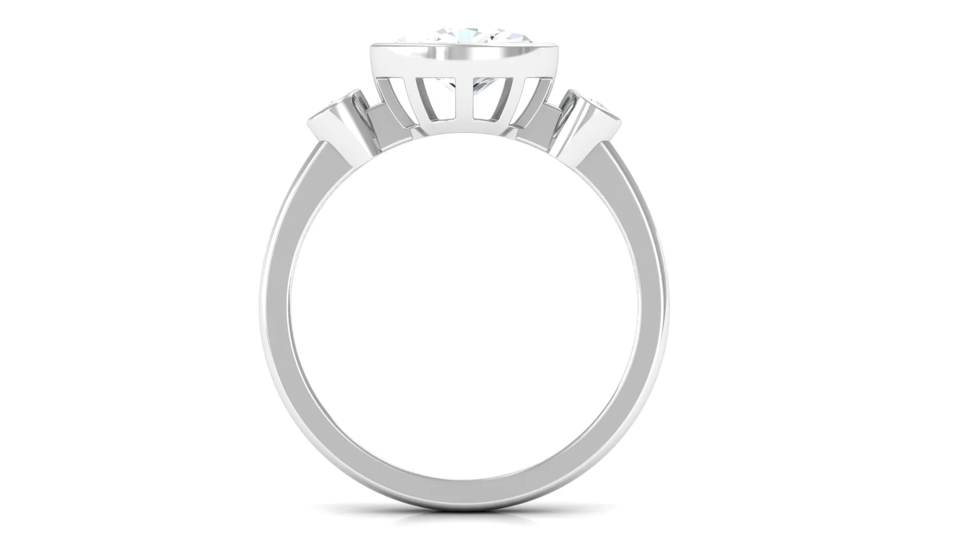 Bezel Set Oval Lab Grown Diamond East West Engagement Ring