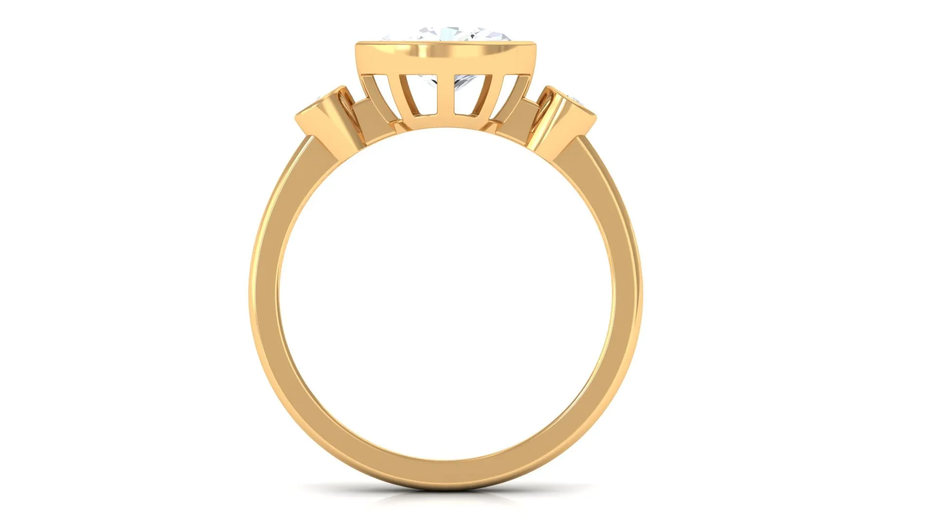 Bezel Set Oval Lab Grown Diamond East West Engagement Ring
